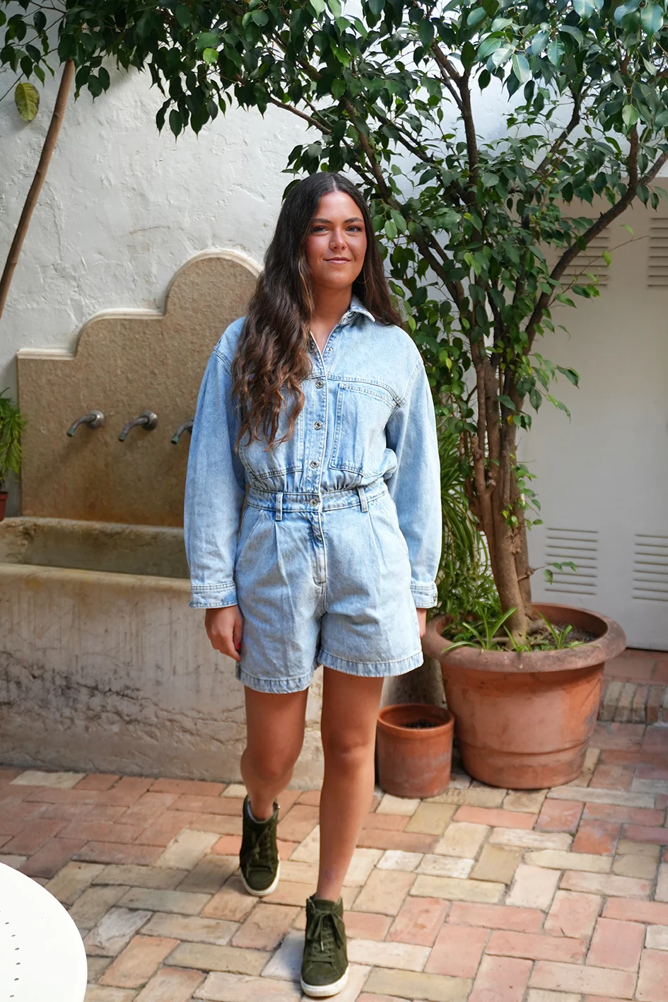 Denim Jumpsuit Mango Size S light blue front main