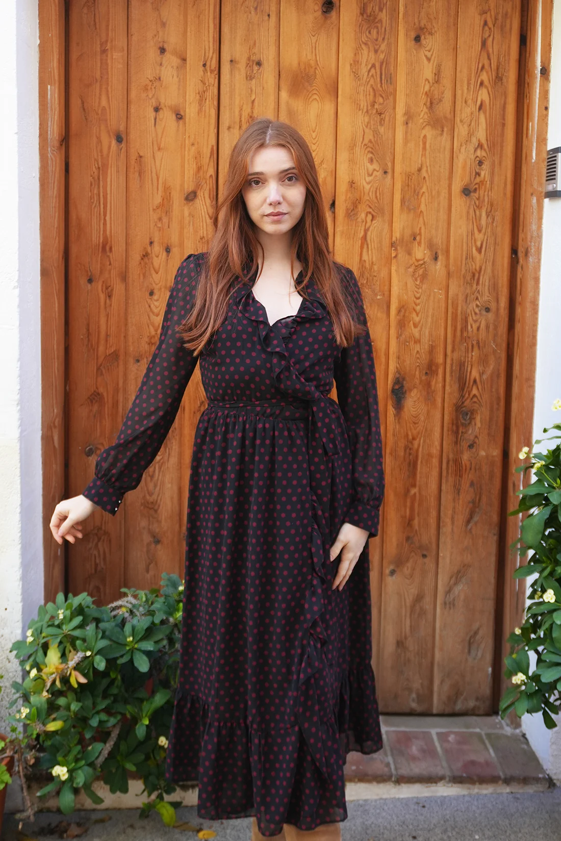 Maxi wrap dress michael kors size s dot print front main