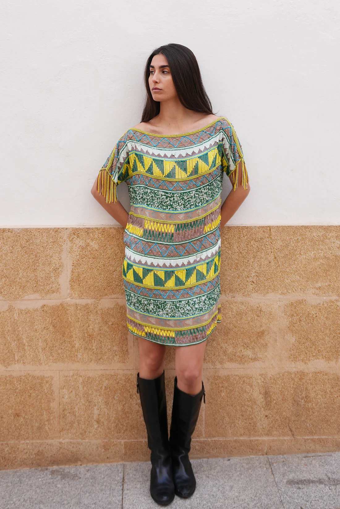 Fringe mini dress antik batik size L front main