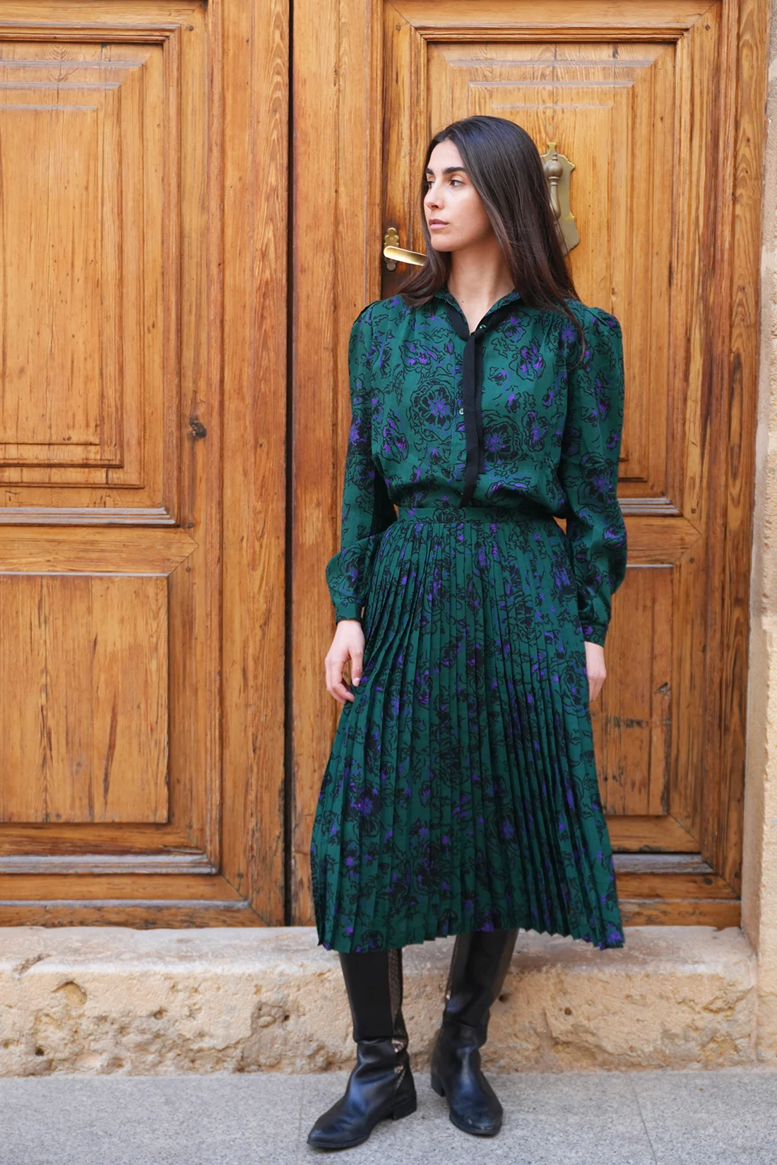 Vintage dark green set guy laroche size 36 fr front