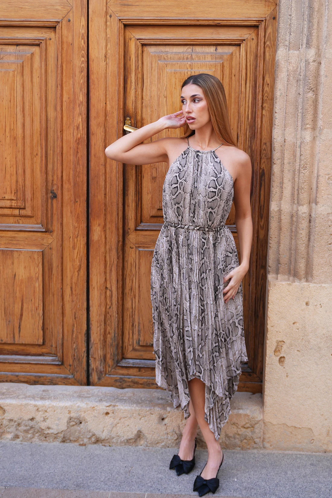 Midi Dress Snake Print Michael Kors Size S front main